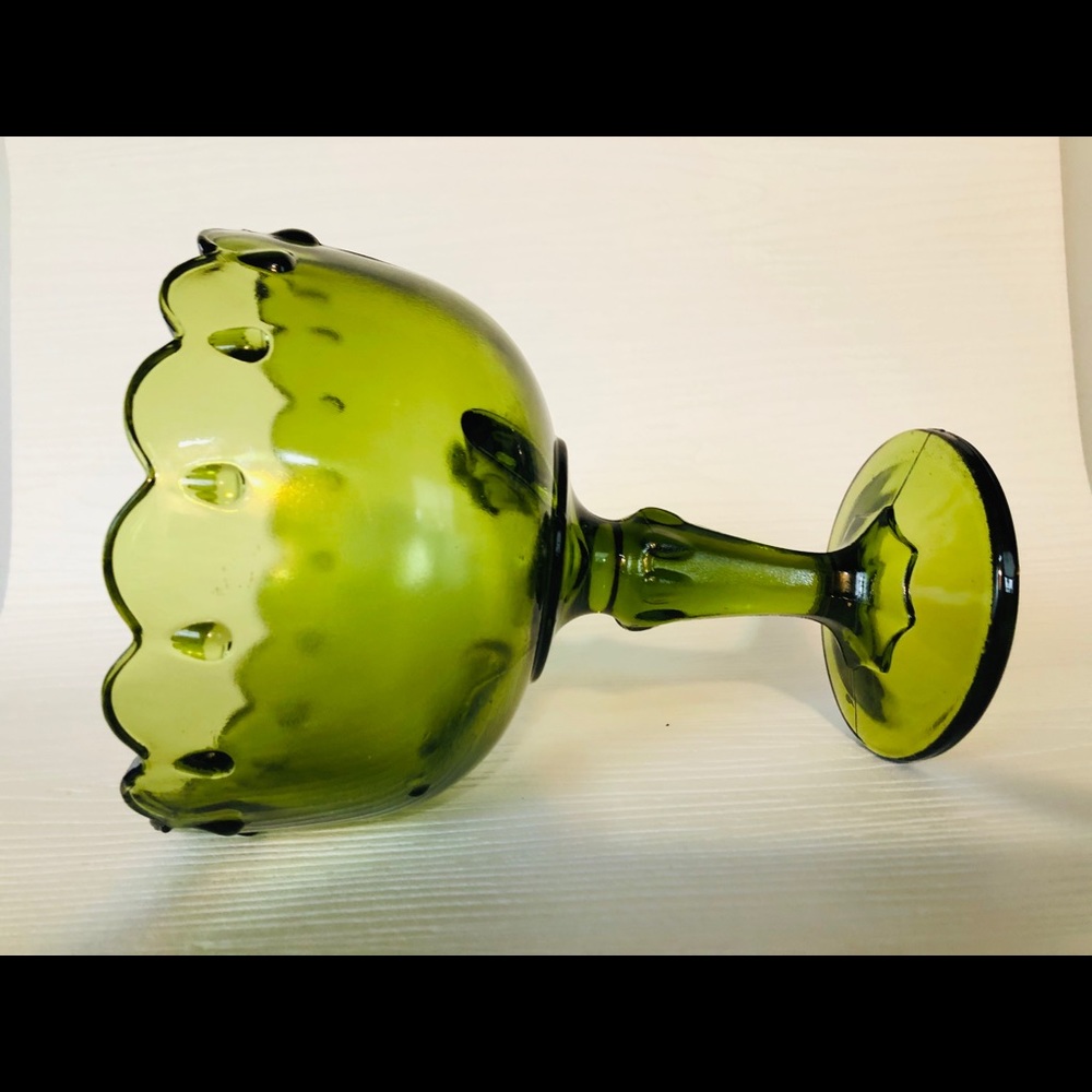 Indiana Glass Green Teardrop Pedestal dish - Picture 3 of 6
